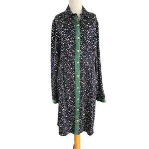 Nanette Lepore 100% Silk polka dot navy Buttoned Shirt Dress Knee-length size 8